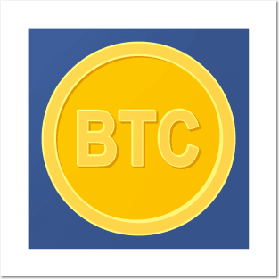 Bitcoin BTC Coin Icon Posters and Art